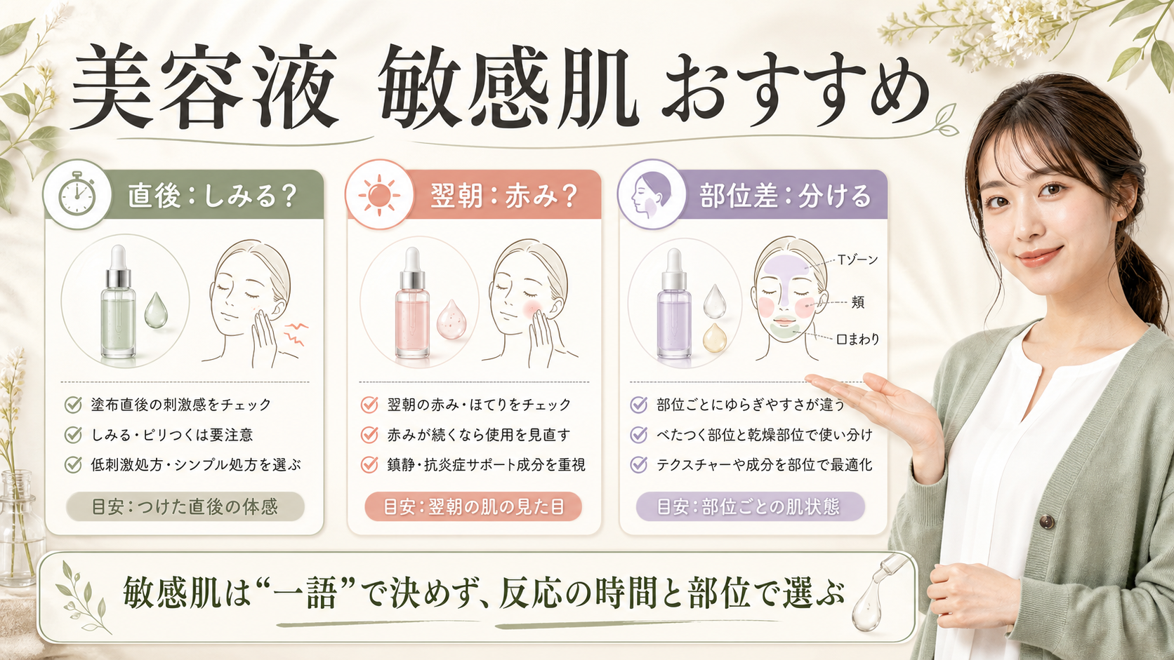美容液を敏感肌に使うなら?塗った直後・翌朝・部位差で選び方を変えるの検索クエリ起点ビューティーボード