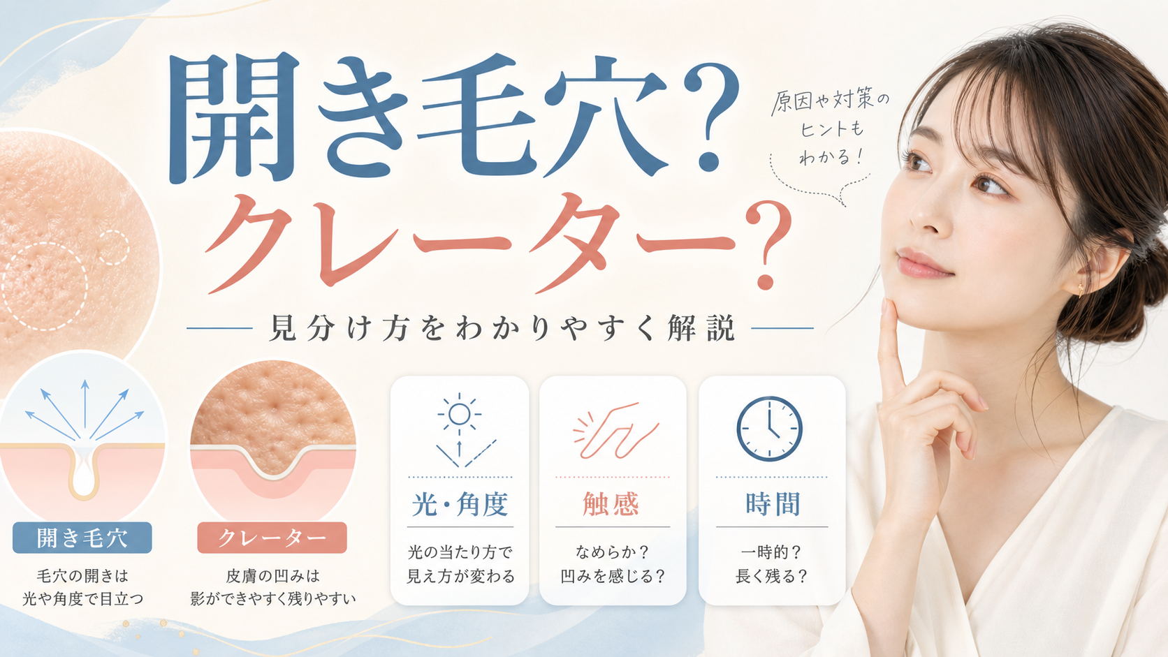 開き毛穴とクレーターの違いは？鏡で見る凹凸とケアの境界の検索クエリ起点ビューティーボード