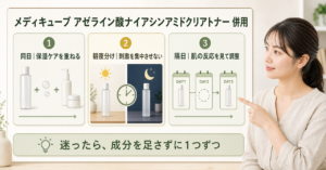 メディキューブ アゼライン酸ナイアシンアミドクリアトナー 併用