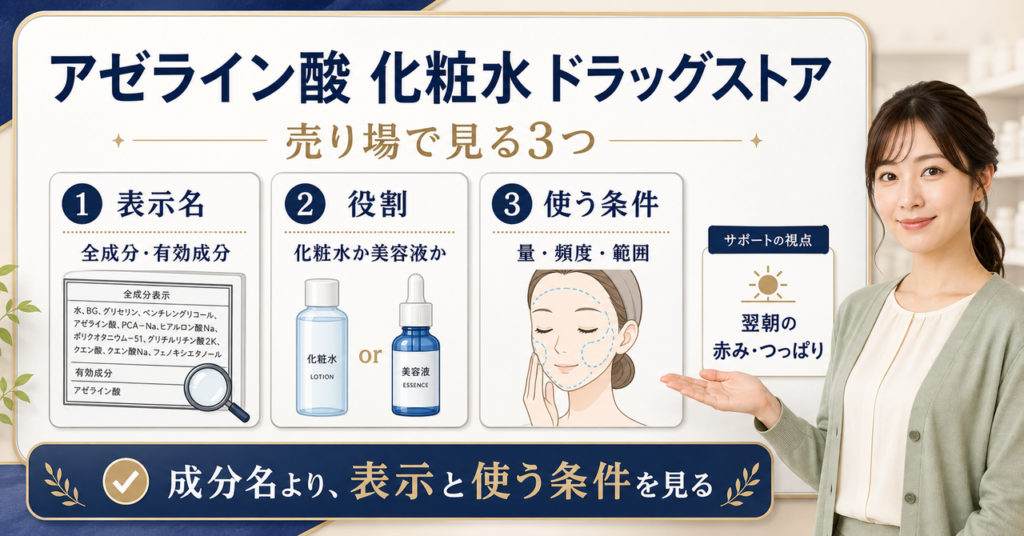 アゼライン酸化粧水をドラッグストアで選ぶときの見方｜毛穴・皮脂・肌質で整理