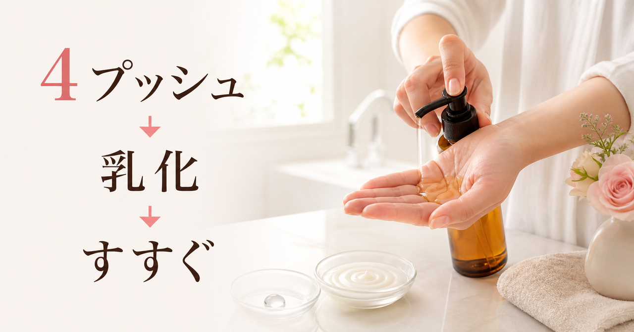 アルティム8∞ クレンジングオイルの使い方を示す図