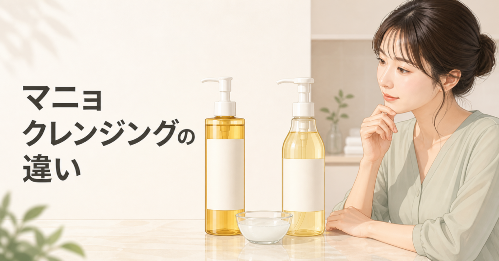 マニョのクレンジングタイプの違いを比較するアイキャッチ