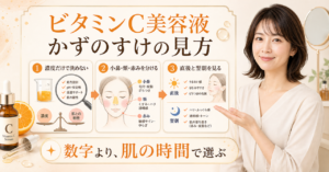 ビタミンC美容液の成分と使い方を確認するアイキャッチ