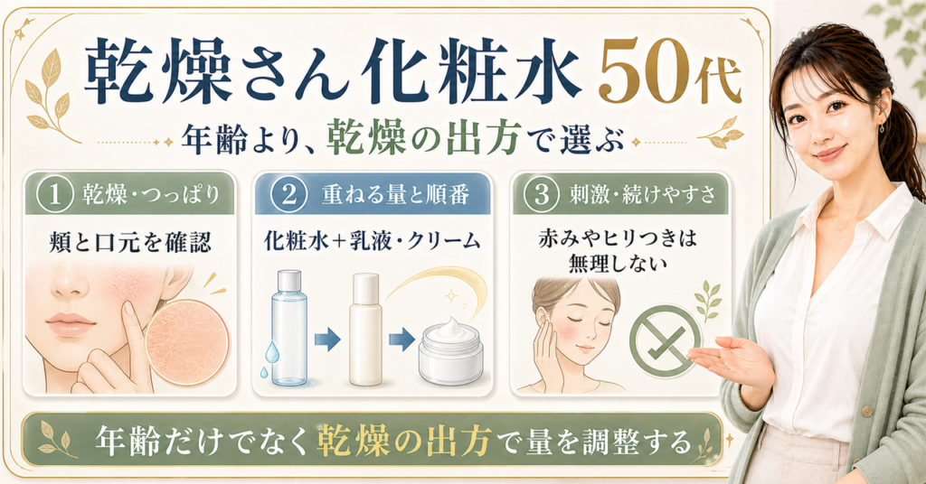 50代の乾燥肌向け化粧水選び