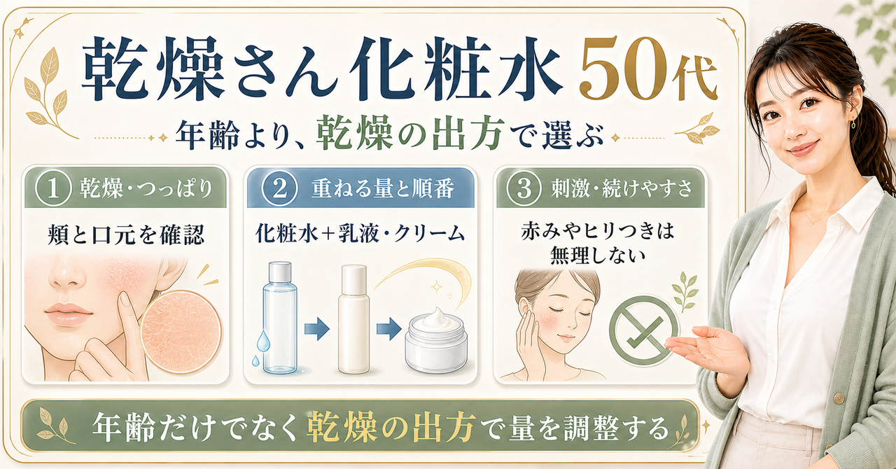 50代の乾燥肌向け化粧水選び