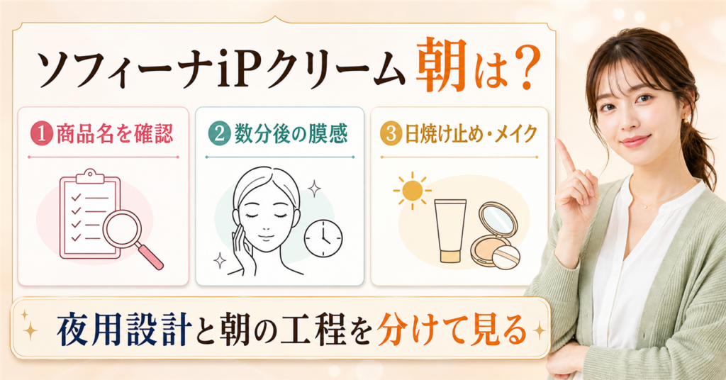 ソフィーナiPクリームを朝に使う順番を確認するアイキャッチ
