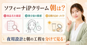 ソフィーナiPクリームを朝に使う順番を確認するアイキャッチ