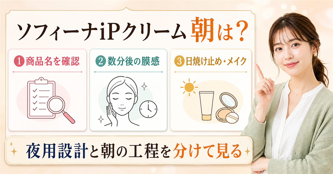 ソフィーナiPクリームを朝に使う順番を確認するアイキャッチ