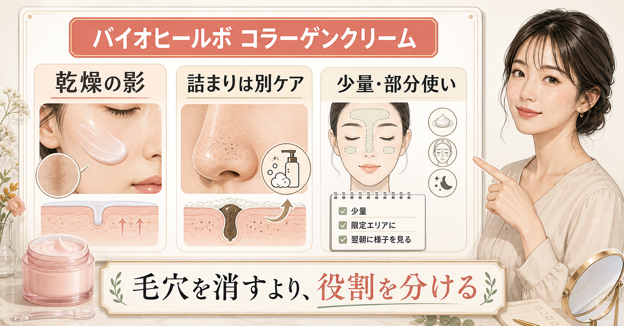 バイオヒールボのコラーゲンクリームの使い方を確認するアイキャッチ