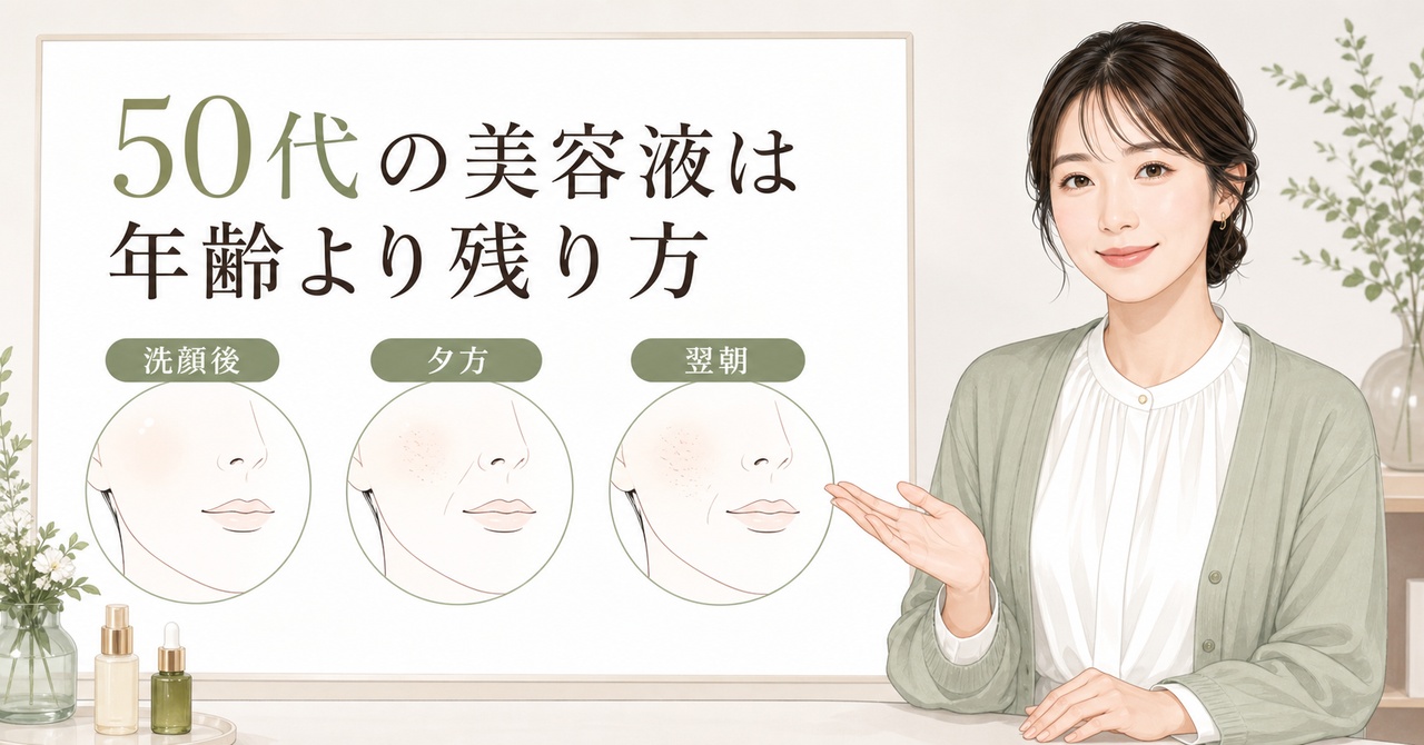 エイジングケア美容液は50代にどう選ぶ？ハリと刺激の見方を示すアイキャッチ