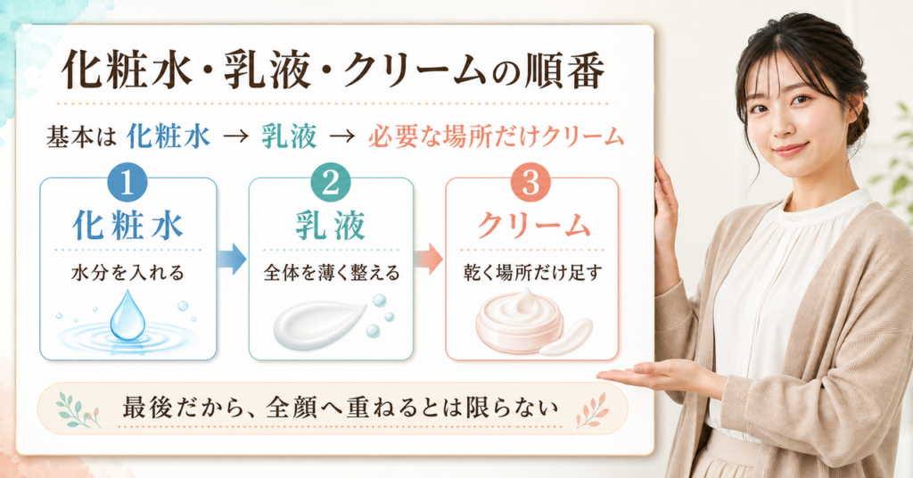 化粧水・乳液・クリームの順番は？重ねすぎず肌の場所と時間で調整する Beauty Board