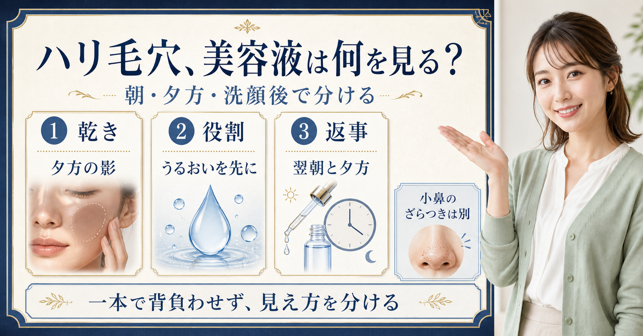 ハリ毛穴の美容液は何を見る?朝・夕方・翌朝で役割を分ける Beauty Board