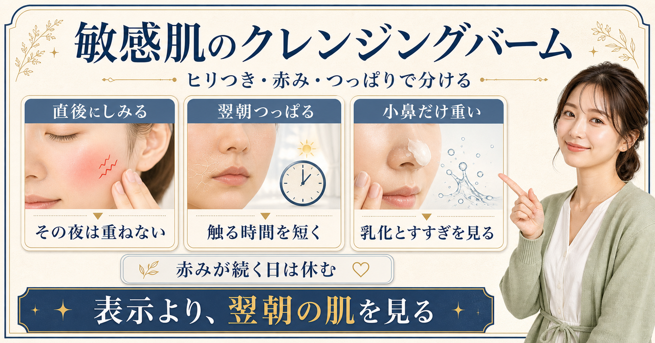 敏感肌のクレンジングバームはどう選ぶ？ヒリつき・赤み・つっぱりで見る Beauty Board