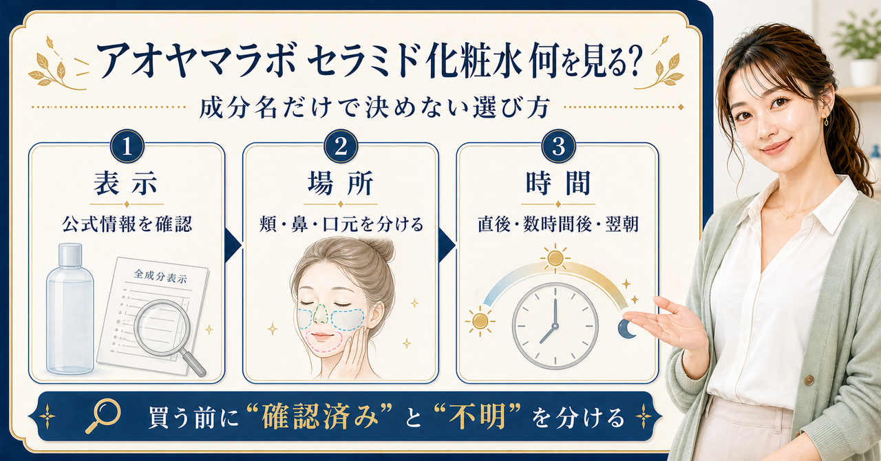 アオヤマラボのセラミド化粧水は何を見る?成分名だけで決めない選び方 Beauty Board
