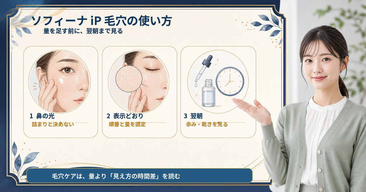 ソフィーナiPの毛穴ケアはどう使う？量を足す前に翌朝まで見る Beauty Board
