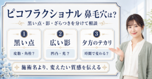 ピコフラクショナルで鼻毛穴は変わる？施術前に確認したい見方を示すアイキャッチ