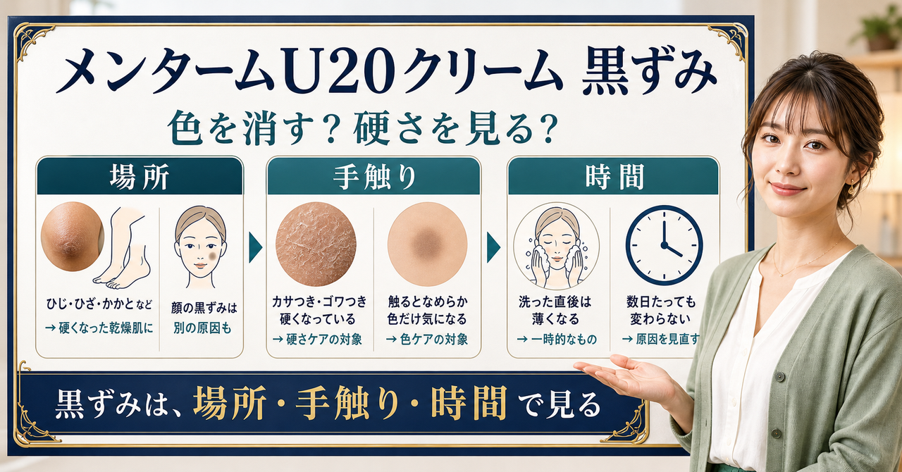 メンソレータムアクネスU20クリームはニキビ跡に使える？の判断ポイントを示すアイキャッチ