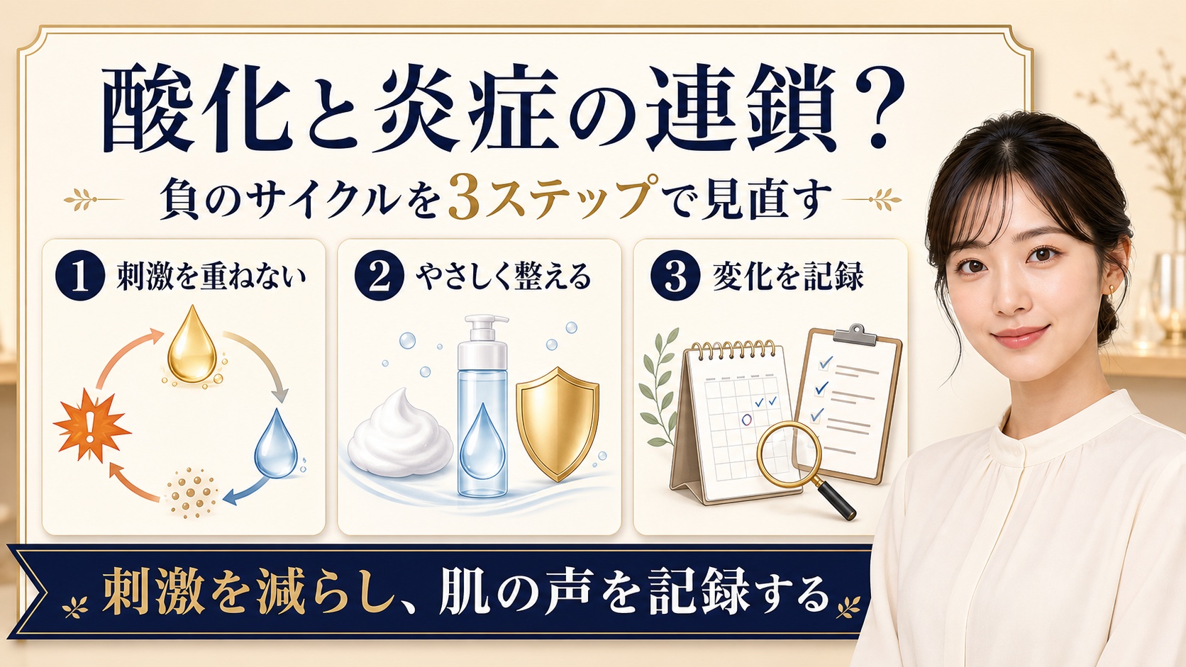 酸化と炎症の連鎖を刺激を減らす習慣と記録で見直すアイキャッチ