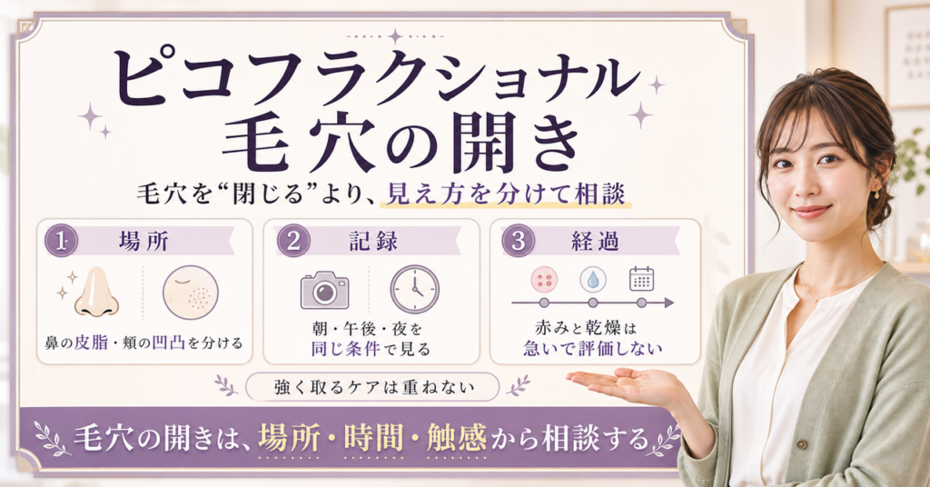 ピコフラクショナルで毛穴の開きを考える