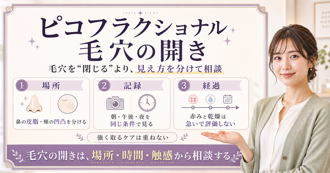 ピコフラクショナルで毛穴の開きを考える