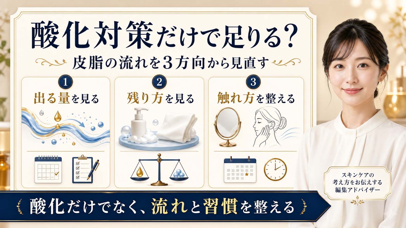 酸化だけでなく皮脂の流れと触れ方を整える毛穴ケアのアイキャッチ