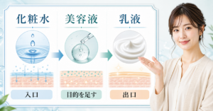 化粧水美容液乳液の役割と順番の違い