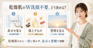 乾燥肌がダブル洗顔の要否を判断するアイキャッチ