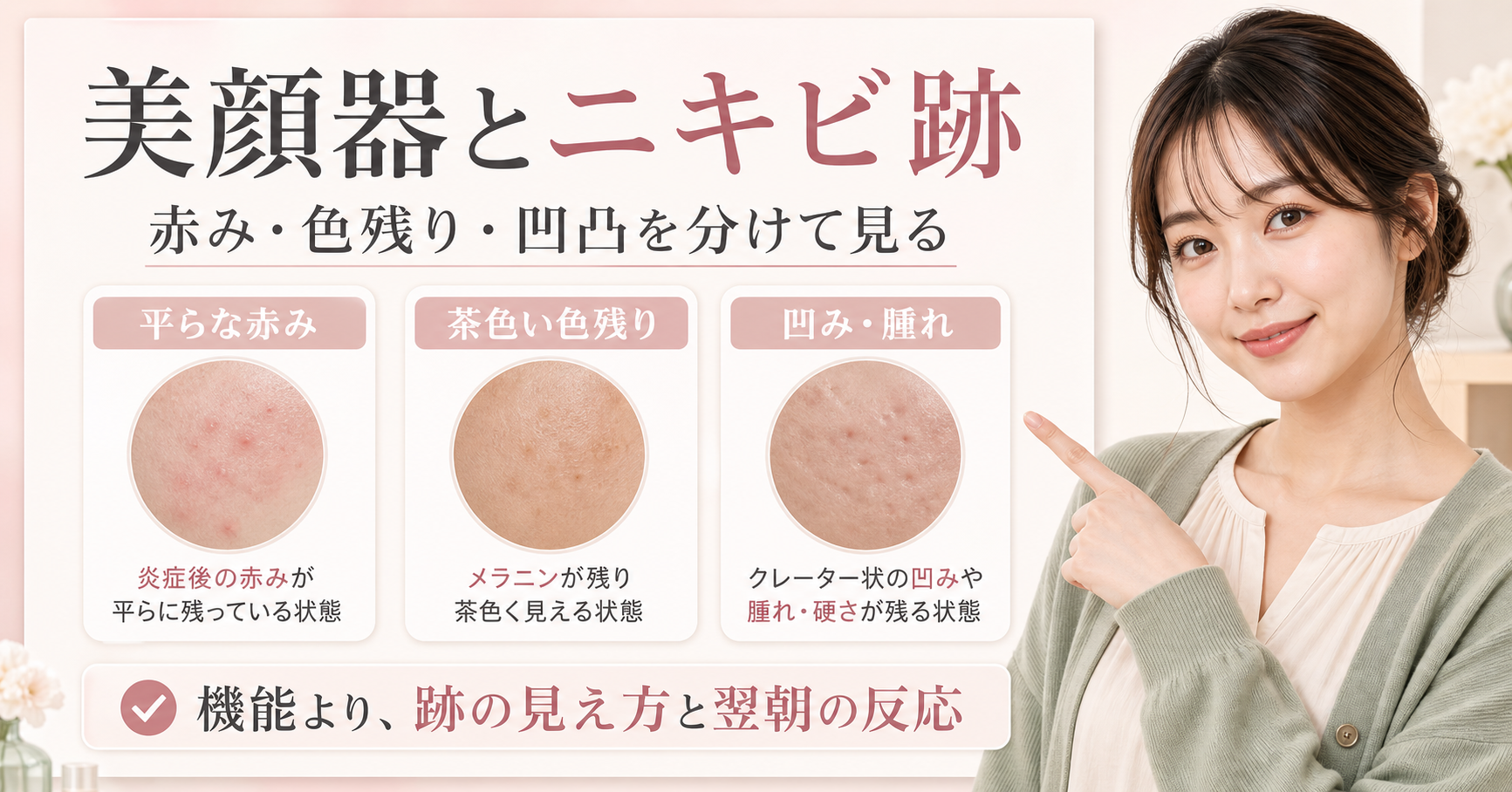 メディキューブ 美顔器ニキビ跡の判断を整理したアイキャッチ