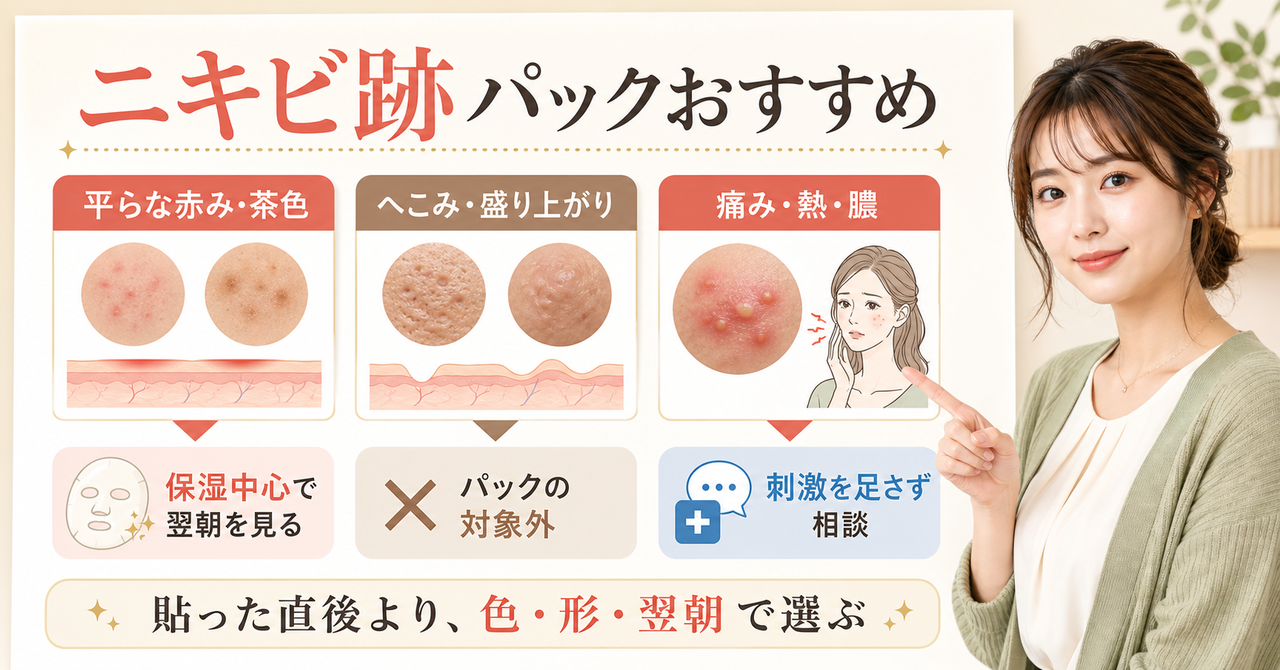 ニキビ跡パックおすすめの判断を整理したアイキャッチ
