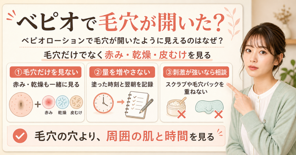 べピオローション 毛穴開きの判断を整理したアイキャッチ