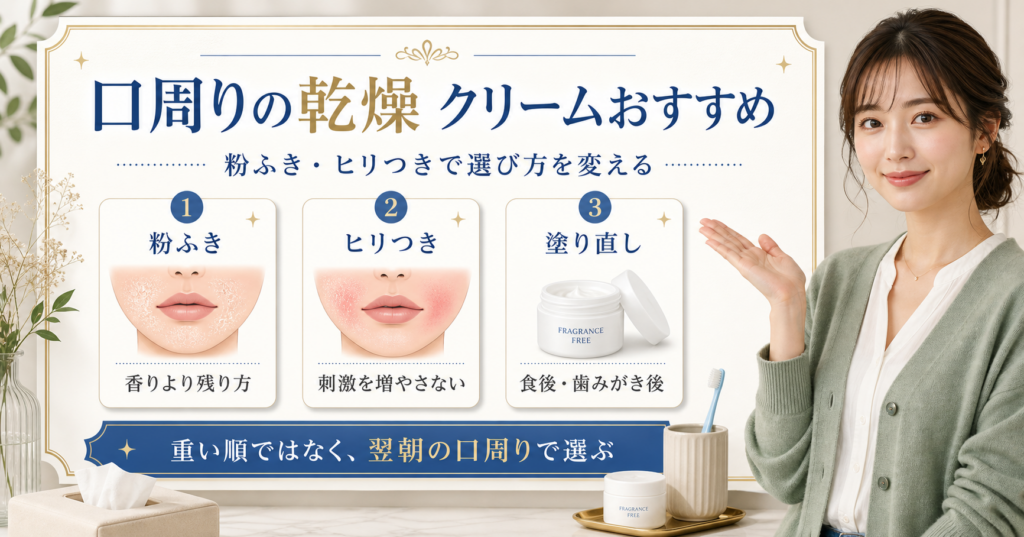 口周り 乾燥 クリームおすすめの判断を整理したアイキャッチ