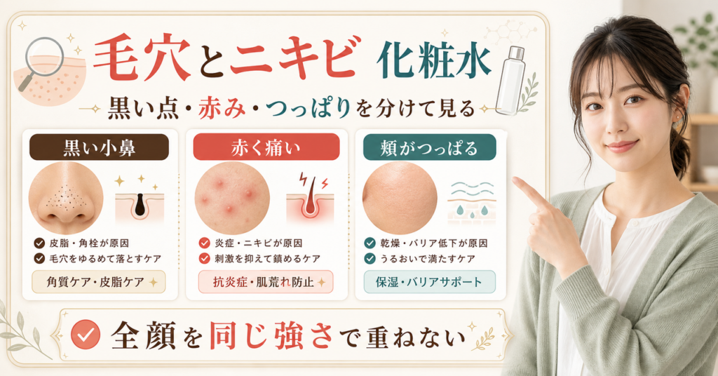毛穴とニキビ 化粧水の判断を整理したアイキャッチ