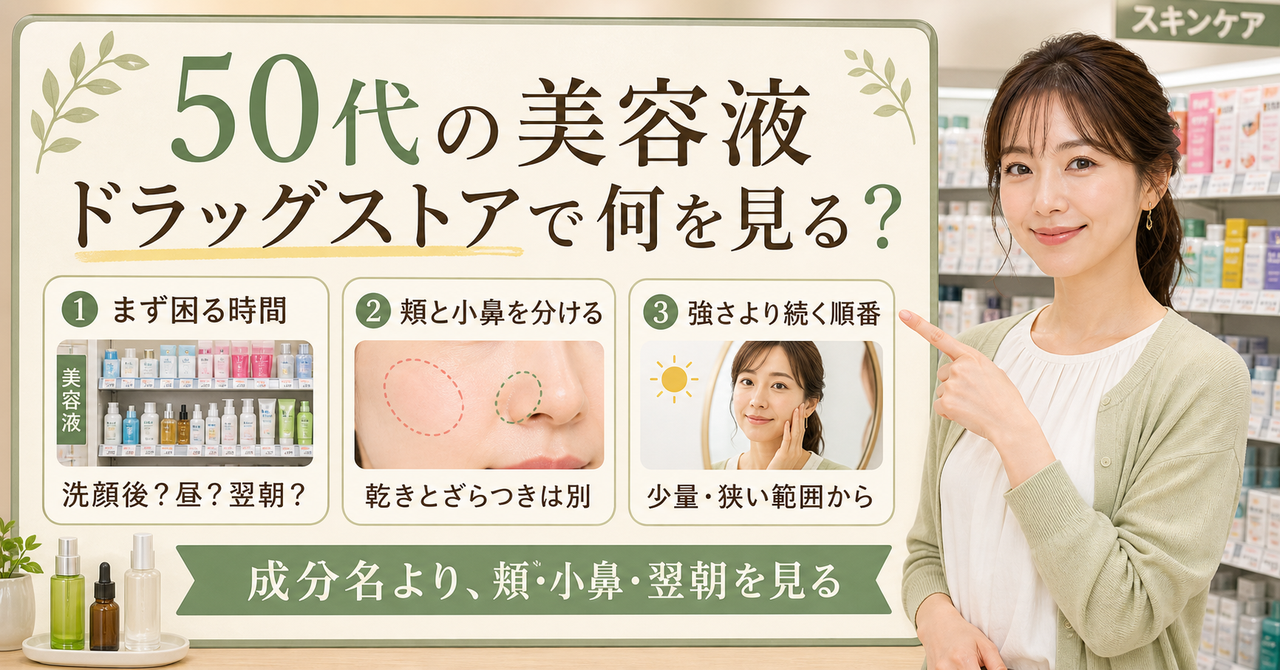 50代 美容液ドラッグストアの判断を整理したアイキャッチ