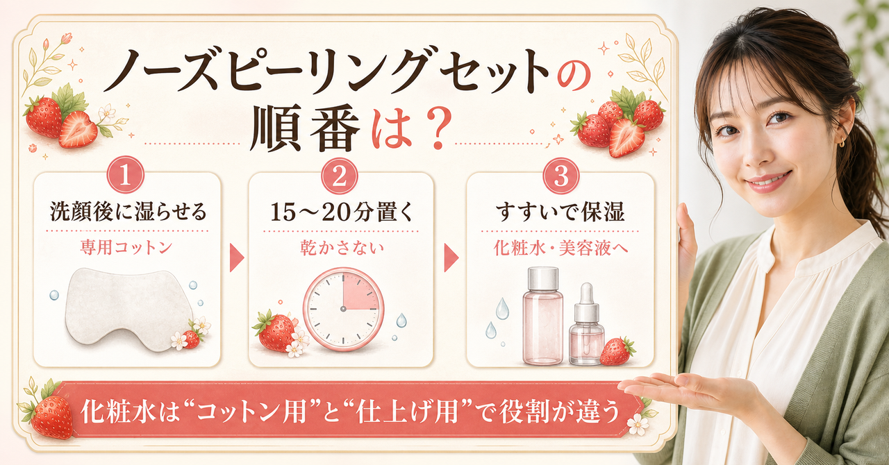 one day's you ノーズピーリングセット いちごエディションはスキンケアのどの順番？朝夜ルーティンでの入れ方
