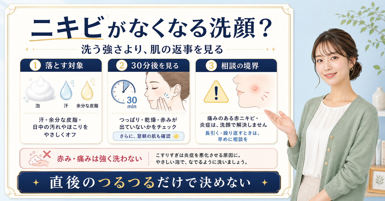 ニキビ が なくなる 洗顔はどう考える？毛穴・皮脂・肌質の視点で整理