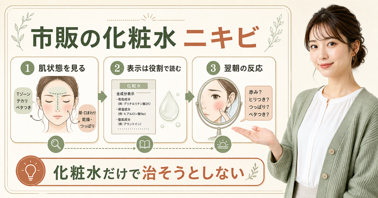 化粧水 市販 ニキビはどう考える？毛穴・皮脂・肌質の視点で整理