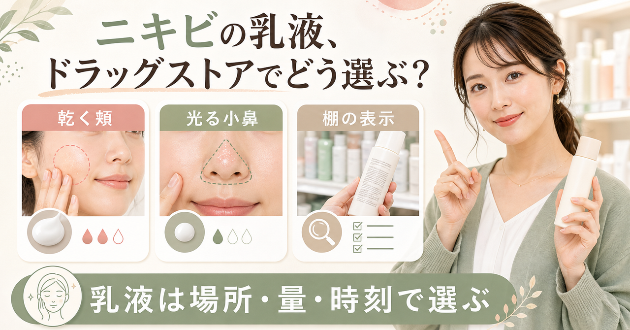 ニキビ 乳液おすすめ ドラッグストアはどう考える？毛穴・皮脂・肌質の視点で整理