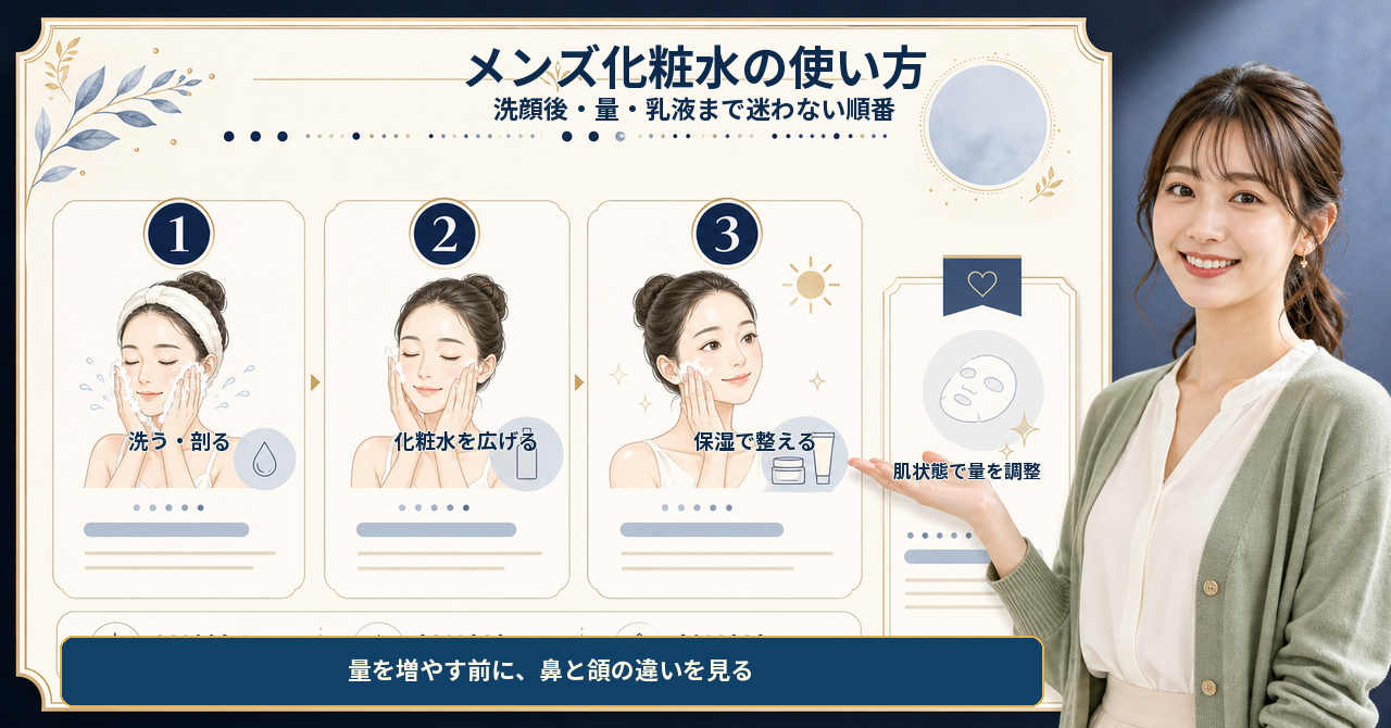 化粧水 メンズ使い方はどう考える?毛穴・皮脂・肌質の視点で整理