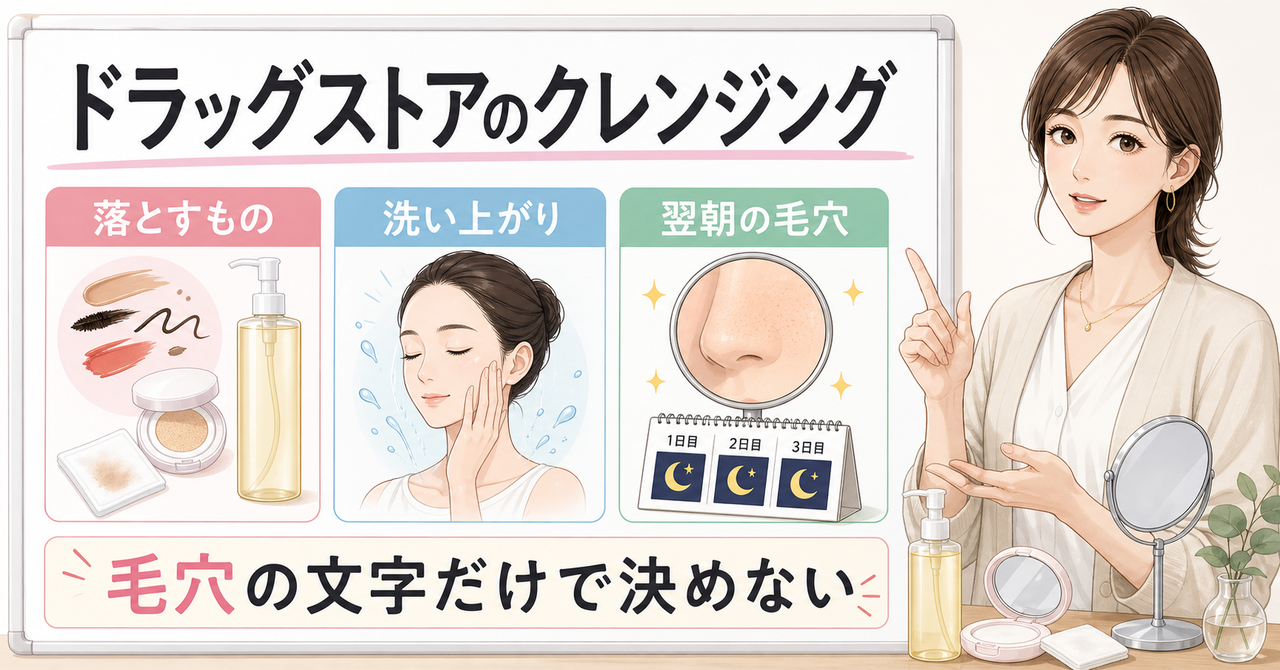 クレンジングおすすめ ドラッグストア 毛穴はどう考える？毛穴・皮脂・肌質の視点で整理