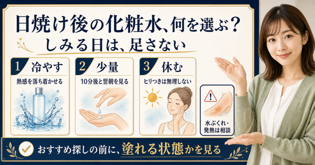 日焼け後に使う化粧水を選ぶ判断軸のアイキャッチ