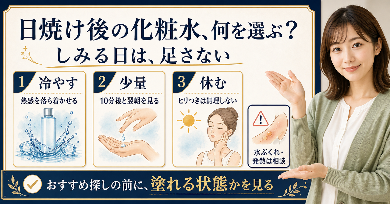 日焼け後に使う化粧水を選ぶ判断軸のアイキャッチ