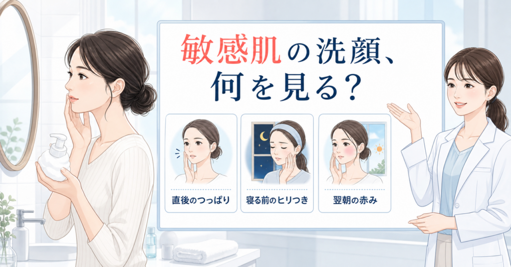 敏感肌の洗顔選びを考えるアイキャッチ