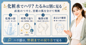 化粧水で感じるハリとたるみの見分け方を考えるアイキャッチ