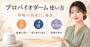プロバイオダーム コラーゲンリモデリングクリームの使い方を示すアイキャッチ