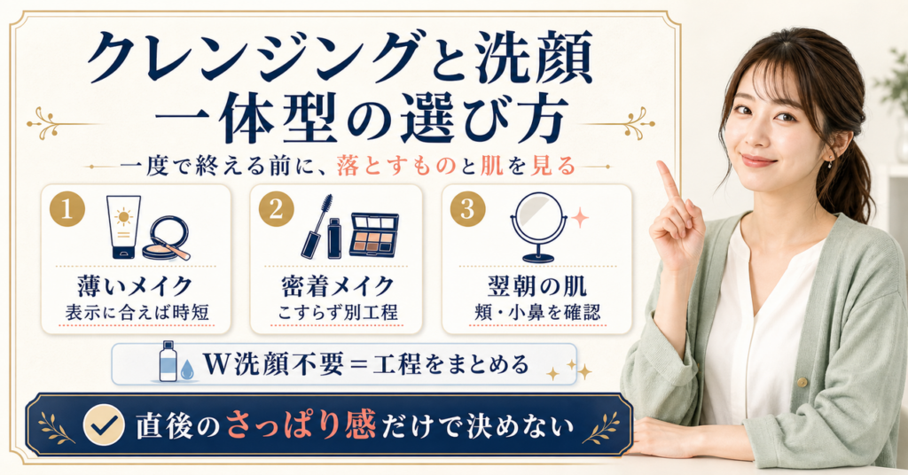 クレンジングと洗顔が一体になったアイテムの選び方