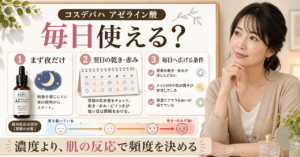 コスデバハのアゼライン酸美容液を毎日使う頻度と刺激の見方を示す図解