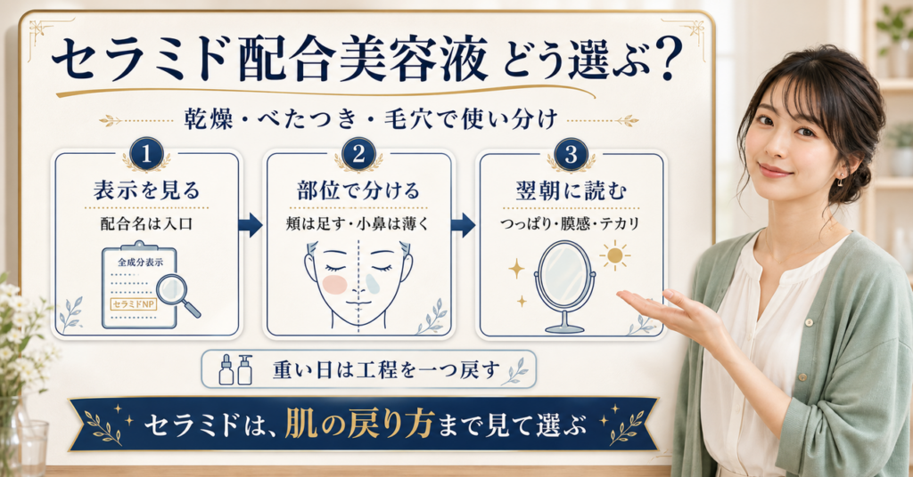 セラミド配合美容液を部位と翌朝で選ぶ視点