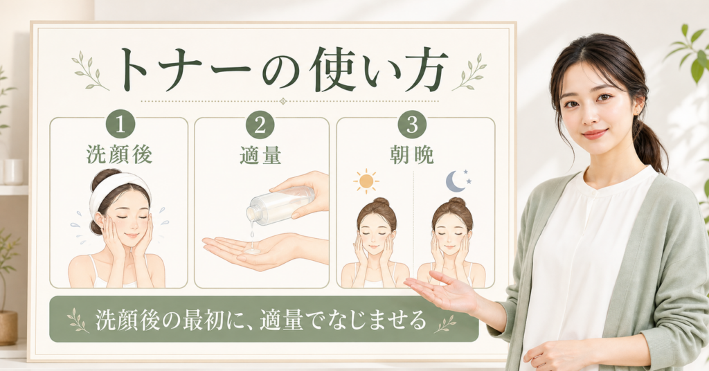 プロバイオダーム(TM) コラーゲンリモデリングトナーの使い方を示すアイキャッチ