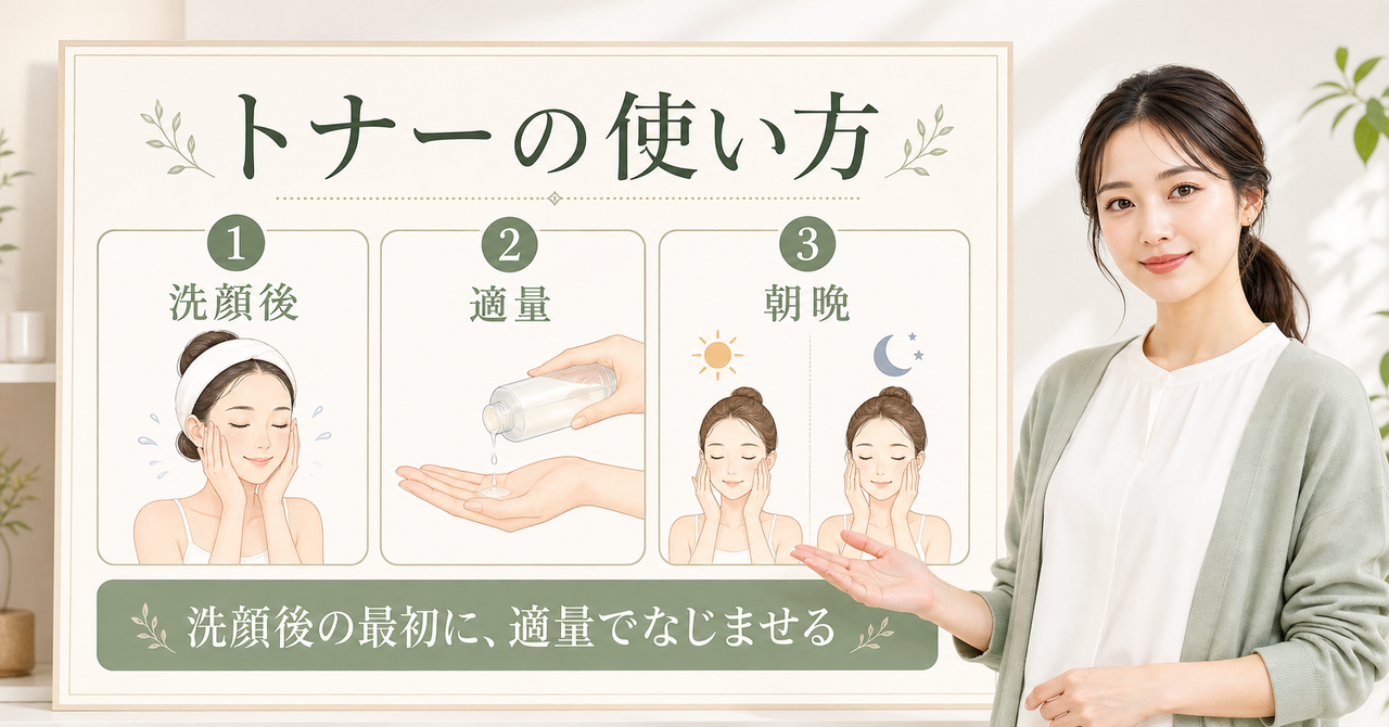 プロバイオダーム(TM) コラーゲンリモデリングトナーの使い方を示すアイキャッチ
