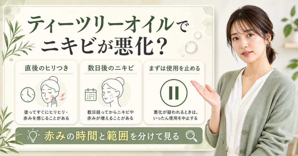 ティーツリーオイル ニキビ悪化はどう考える？毛穴・皮脂・肌質の視点で整理????????